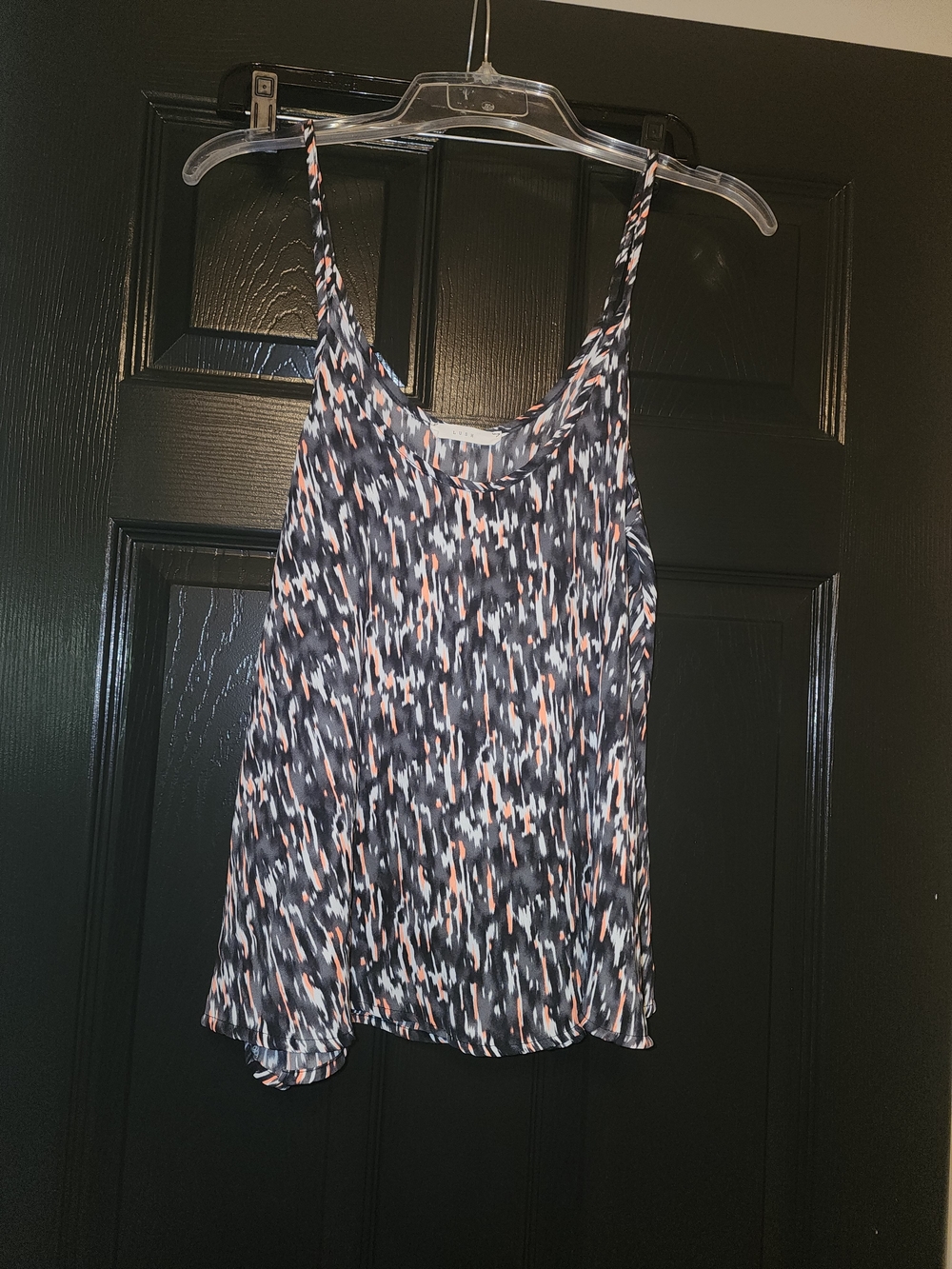 Lush Spaghetti Strap Printed Tank in Black & Pink